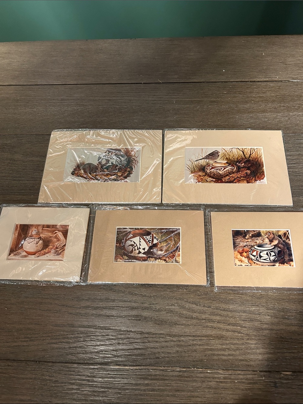 Southwest pottery animals birds matted art prints artist Esther Marie Versch 5